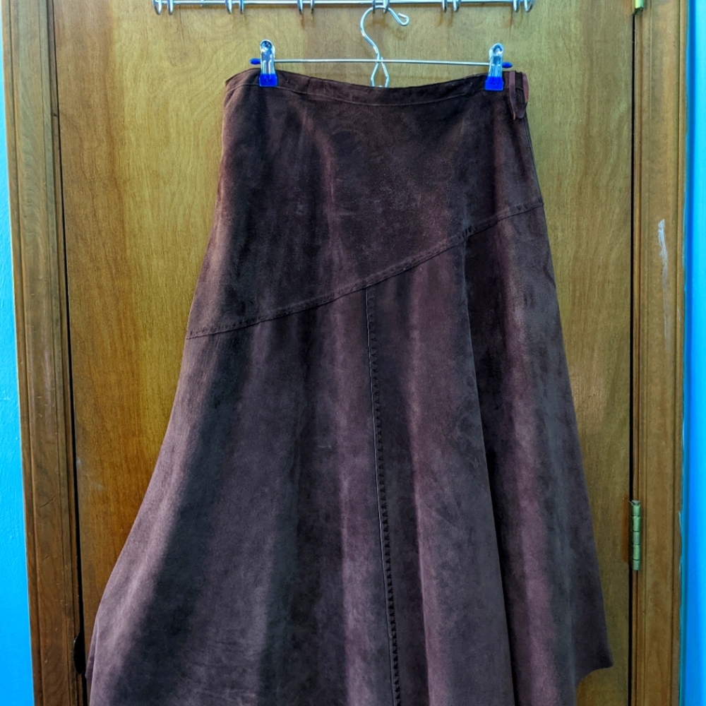 Chocolate suede skirt